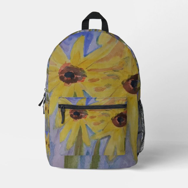 Summer Yellow Sunflowers Printed Backpack (Front)