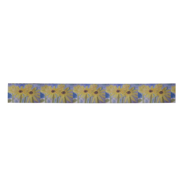 Summer Yellow Sunflowers Ribbon Satin Ribbon (Front)