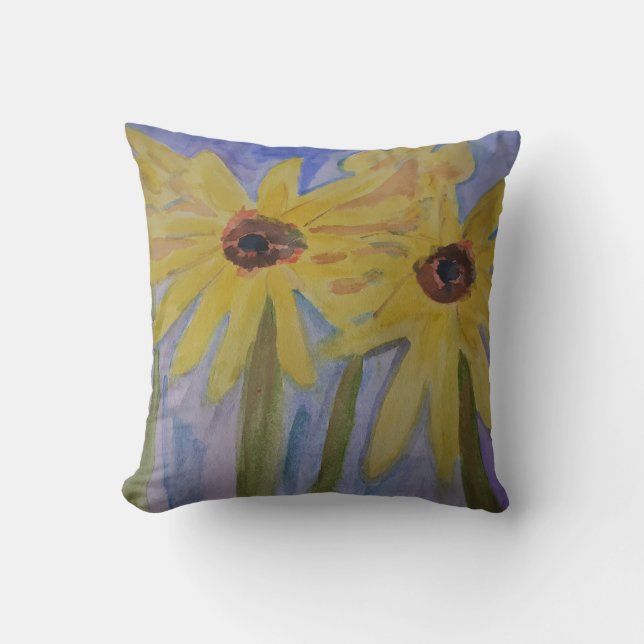 Summer Yellow Sunflowers Throw Cushion (Front)