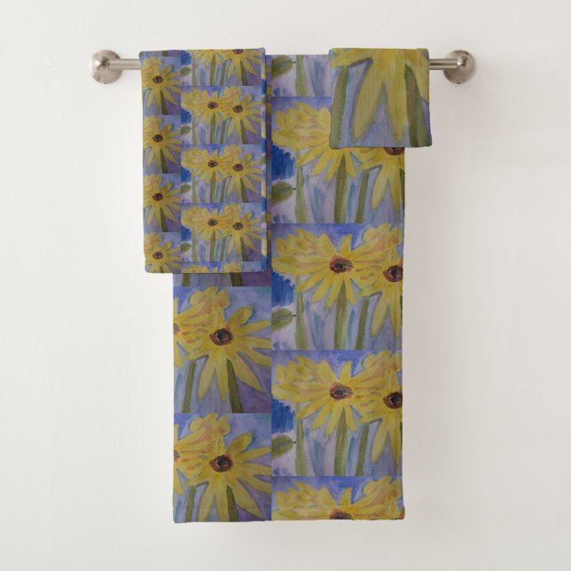 Summer Yellow Sunflowers Towel Set (Insitu)