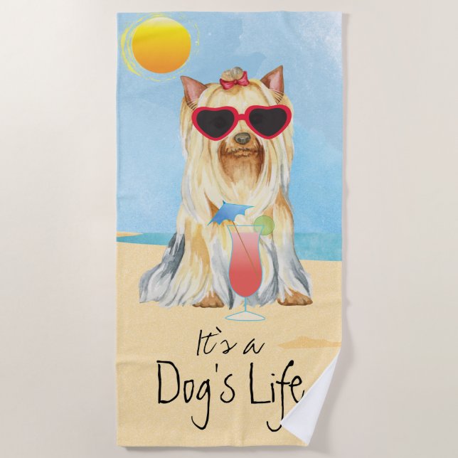 Summer Yorkie Beach Towel (Front)