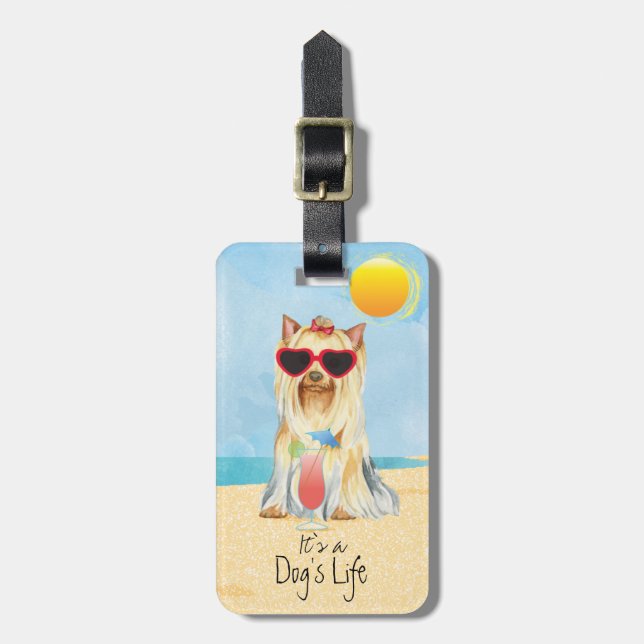 Summer Yorkie Luggage Tag (Front Vertical)