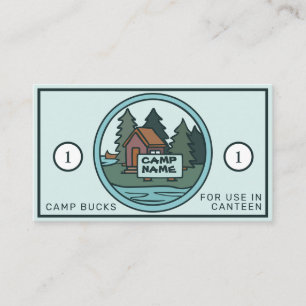 Summer youth camp bucks cabin island w/custom sign business card