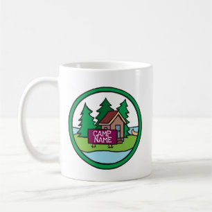 Summer youth camp cabin island w/custom sign coffee mug