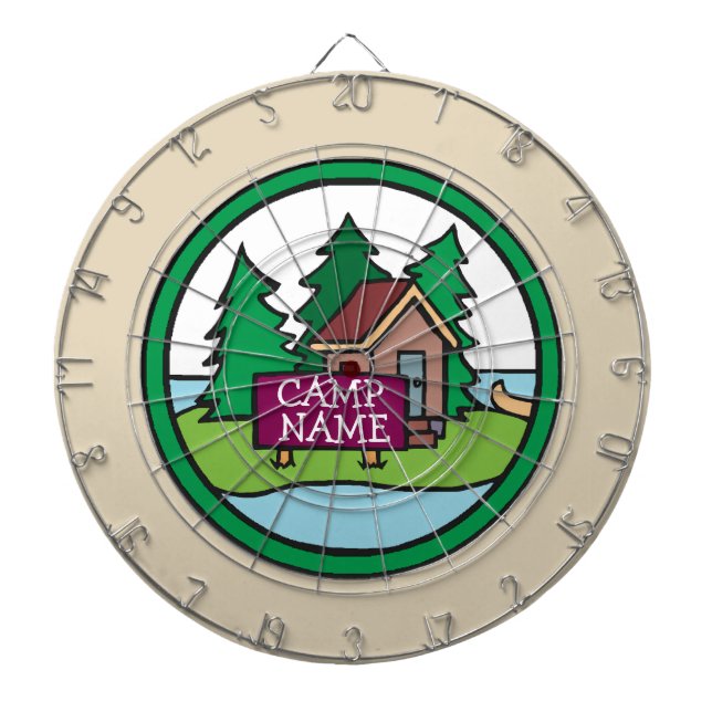 Summer youth camp cabin island w/custom sign dartboard (Front)