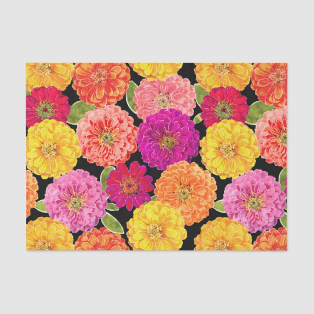 Summer Zinnias Floral Tissue Paper (Front)