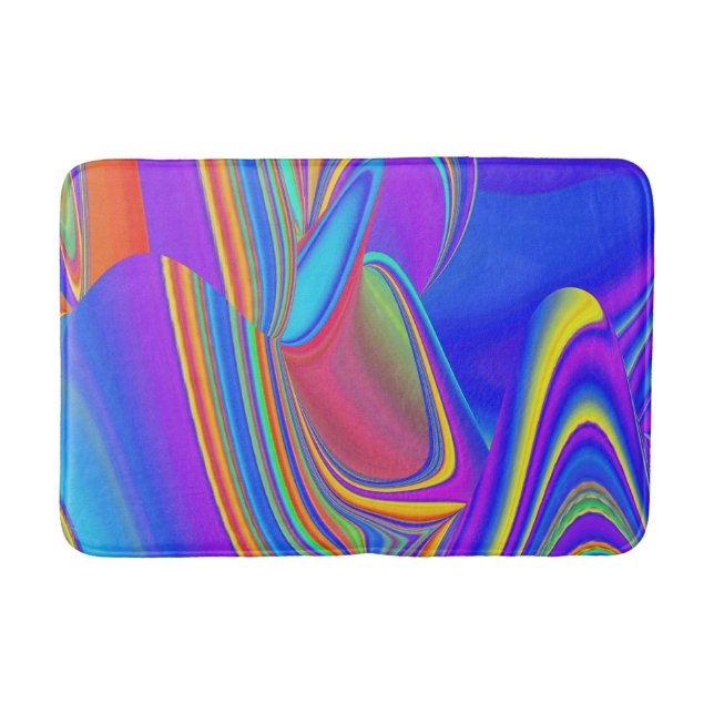 Summerfeeling , Abstract 3D Rainbowart Bath Mat (Front)