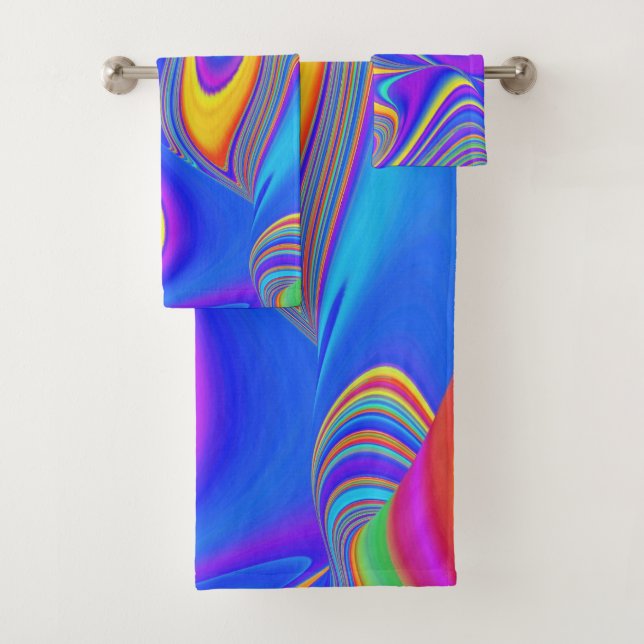 Summerfeeling , Abstract 3D Rainbowart Bath Towel Set (Insitu)