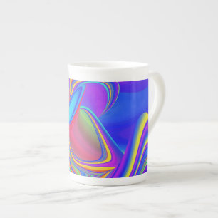 Summerfeeling , Abstract 3D Rainbowart Bone China Mug