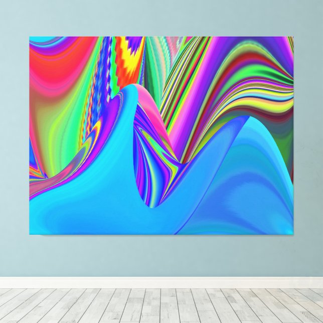 Summerfeeling , Abstract 3D Rainbowart Canvas Print (Insitu(Wood Floor))