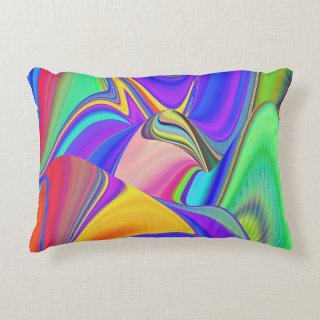 Summerfeeling , Abstract 3D Rainbowart Decorative Cushion (Front)