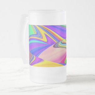 Summerfeeling , Abstract 3D Rainbowart Frosted Glass Beer Mug
