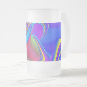 Summerfeeling , Abstract 3D Rainbowart Frosted Glass Beer Mug