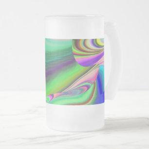 Summerfeeling , Abstract 3D Rainbowart Frosted Glass Beer Mug