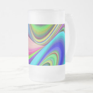 Summerfeeling , Abstract 3D Rainbowart Frosted Glass Beer Mug
