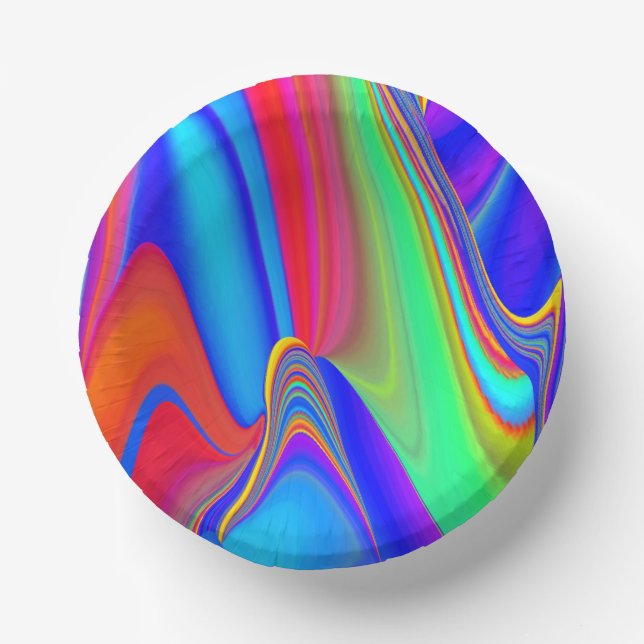 Summerfeeling , Abstract 3D Rainbowart Paper Plate (Front)