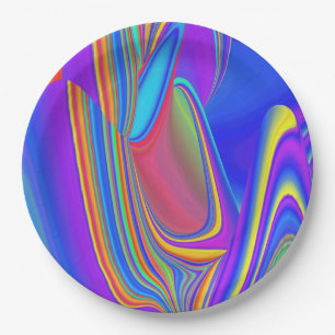 Summerfeeling , Abstract 3D Rainbowart Paper Plate
