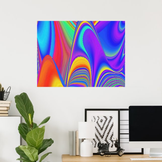 Summerfeeling , Abstract 3D Rainbowart Poster (Home Office)