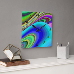 Summerfeeling , Abstract 3D Rainbowart Square Wall Clock