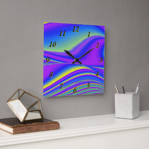 Summerfeeling , Abstract 3D Rainbowart Square Wall Clock