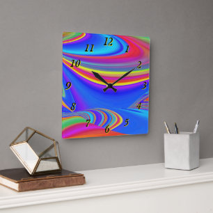 Summerfeeling , Abstract 3D Rainbowart Square Wall Clock