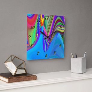 Summerfeeling , Abstract 3D Rainbowart Square Wall Clock