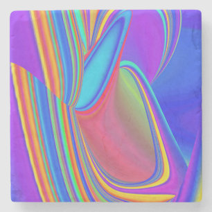 Summerfeeling , Abstract 3D Rainbowart Stone Coaster