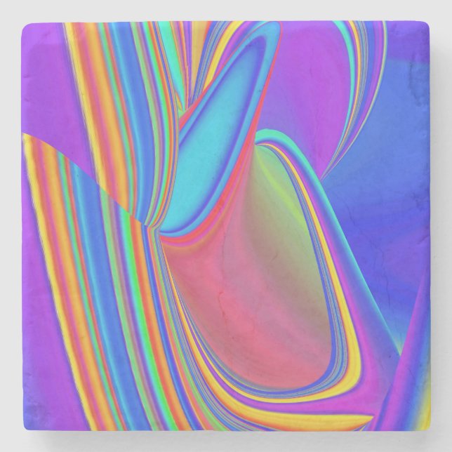 Summerfeeling , Abstract 3D Rainbowart Stone Coaster (Front)
