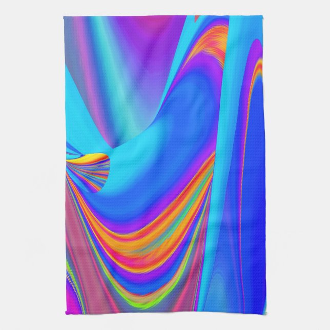 Summerfeeling , Abstract 3D Rainbowart Tea Towel (Vertical)
