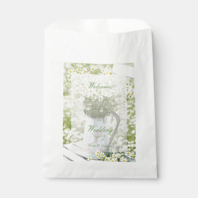Summerfield Daisies Camomile Flower Wedding Favour Bags (Front)