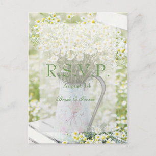 Summerfield Daisies Camomile Flower Wedding RSVP Invitation Postcard