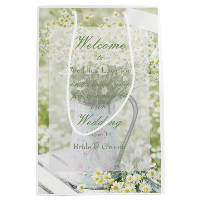 Summerfield Daisies Daisy Camomile Flower Wedding Medium Gift Bag (Front)