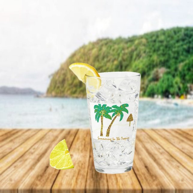 Summering In The Tropics  Glass (Envision island vistas, as you sip cool drinks, from your Summering In The Tropics Glass!)