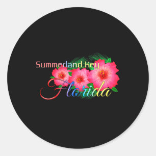 Summerland Key Florida Tropical Flowers Family Vac Classic Round Sticker