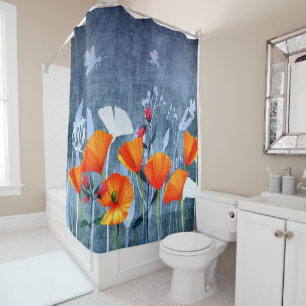 Summernight- Shadow of a Poppy meadow Shower Curtain