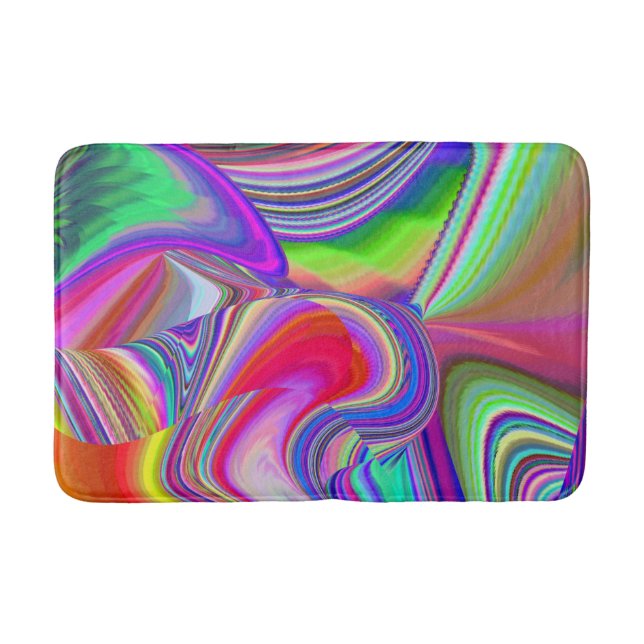 Summerrainbow , Abstract 3D Rainbowart Bath Mat (Front)
