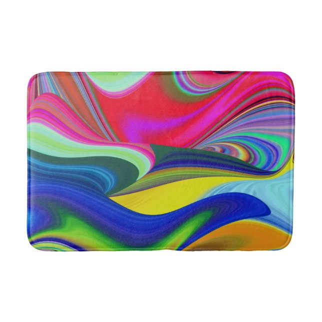 Summerrainbow , Abstract 3D Rainbowart Bath Mat (Front)