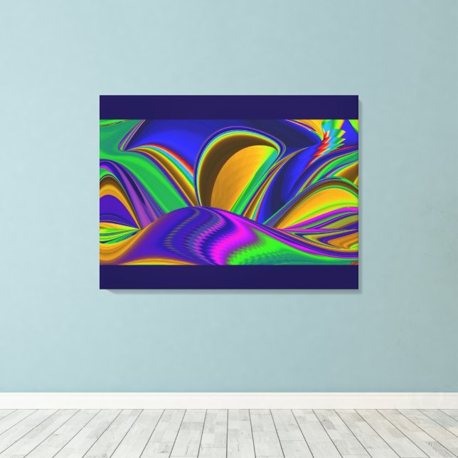 Summerrainbow , Abstract 3D Rainbowart Canvas Print (Insitu(Wood Floor))