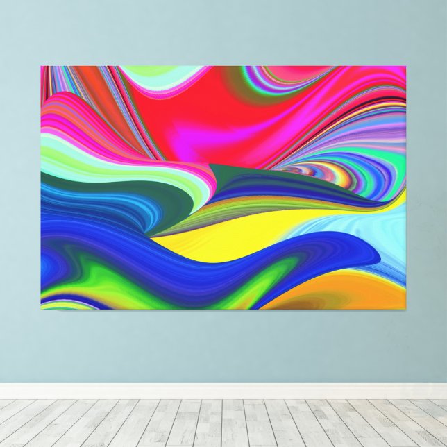 Summerrainbow , Abstract 3D Rainbowart Canvas Print (Insitu(Wood Floor))