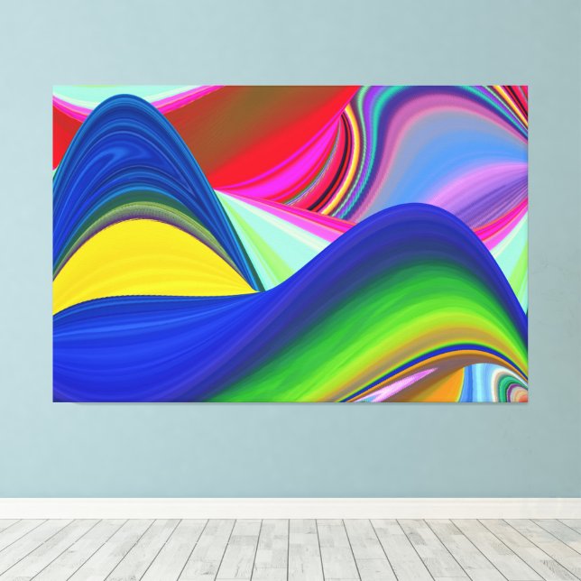 Summerrainbow , Abstract 3D Rainbowart Canvas Print (Insitu(Wood Floor))