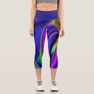 Summerrainbow , Abstract 3D Rainbowart Capri Leggings