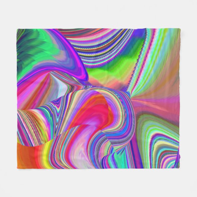 Summerrainbow , Abstract 3D Rainbowart Fleece Blanket (Front (Horizontal))