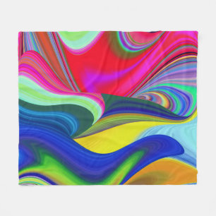Summerrainbow , Abstract 3D Rainbowart Fleece Blanket