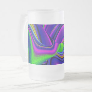Summerrainbow , Abstract 3D Rainbowart Frosted Glass Beer Mug