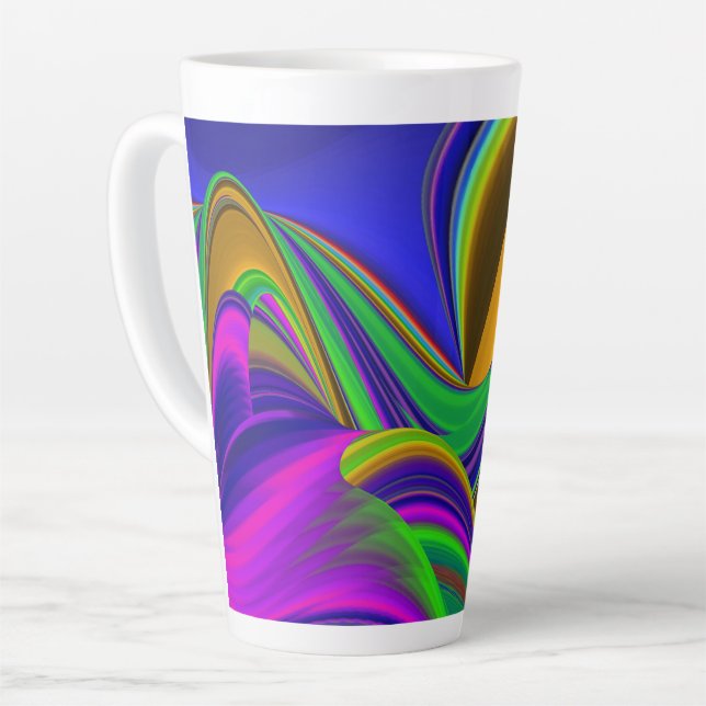 Summerrainbow , Abstract 3D Rainbowart Latte Mug (Left Angle)