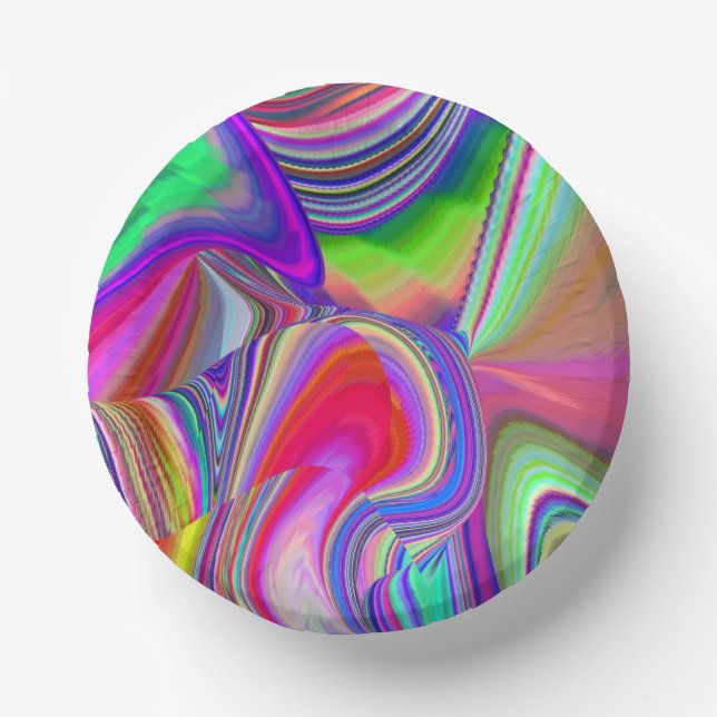 Summerrainbow , Abstract 3D Rainbowart Paper Plate (Front)