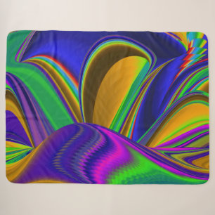 Summerrainbow , Abstract 3D Rainbowart Sherpa Blanket