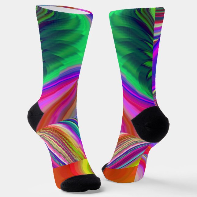 Summerrainbow , Abstract 3D Rainbowart Socks (Angled)