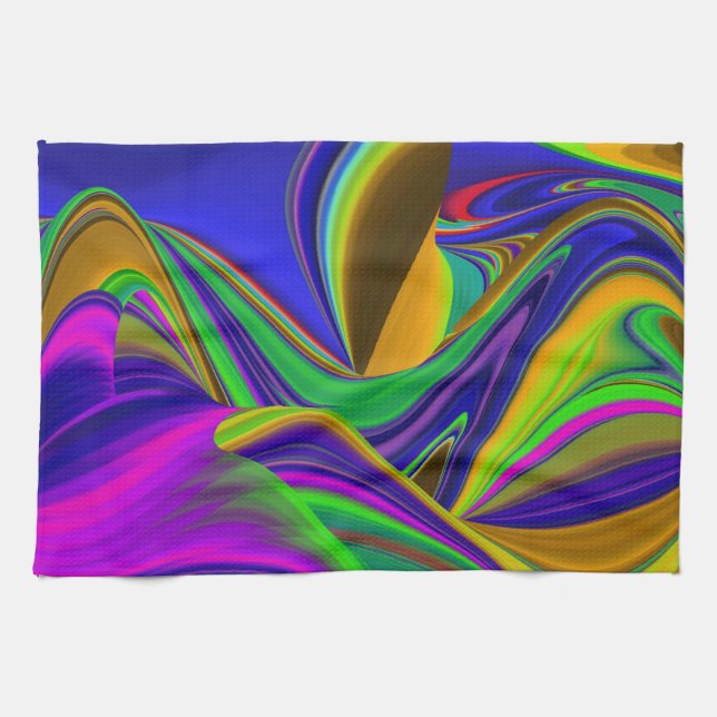 Summerrainbow , Abstract 3D Rainbowart Tea Towel (Horizontal)