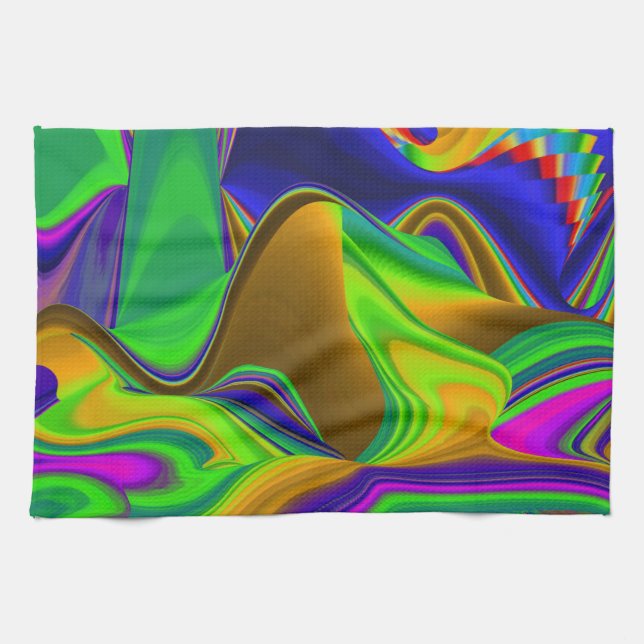 Summerrainbow , Abstract 3D Rainbowart Tea Towel (Horizontal)
